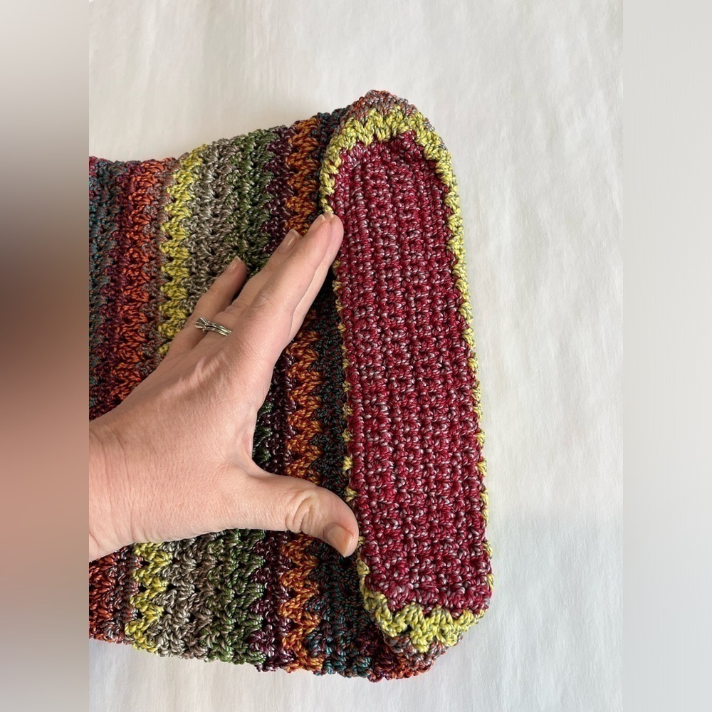The SAK crochet shoulder bag purse red green orange Boho Hippie chic casual Y2K - Picture 4 of 9